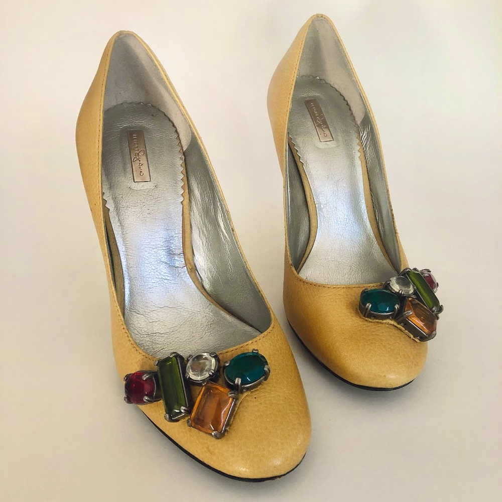 Report Signature leather gemstone shoes